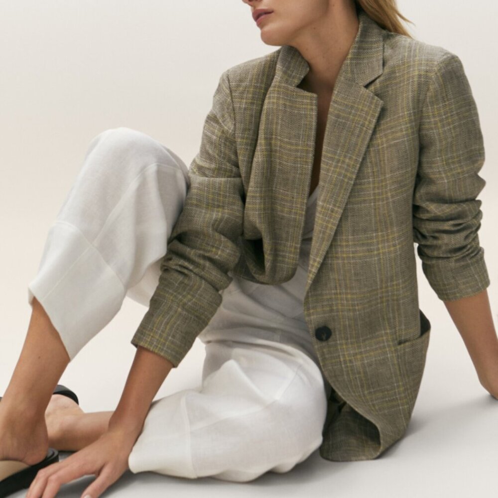 100% Linen Herringbone Women's Blazer NEW w/o tags